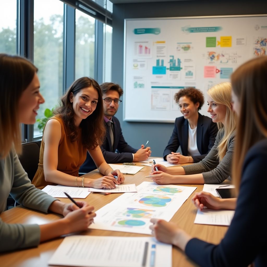 Equipo de PsicoDinero en sesión de planificación estratégica