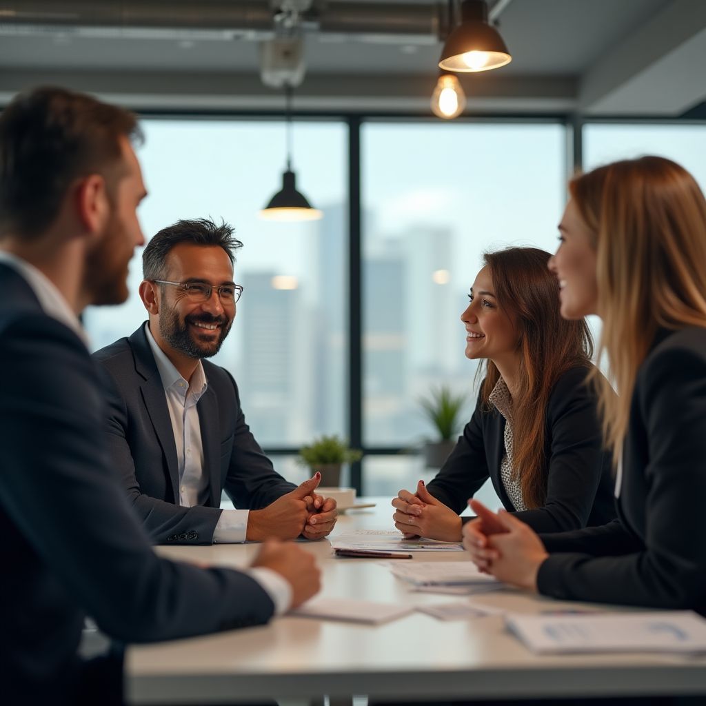 Equipo de psicólogos financieros trabajando